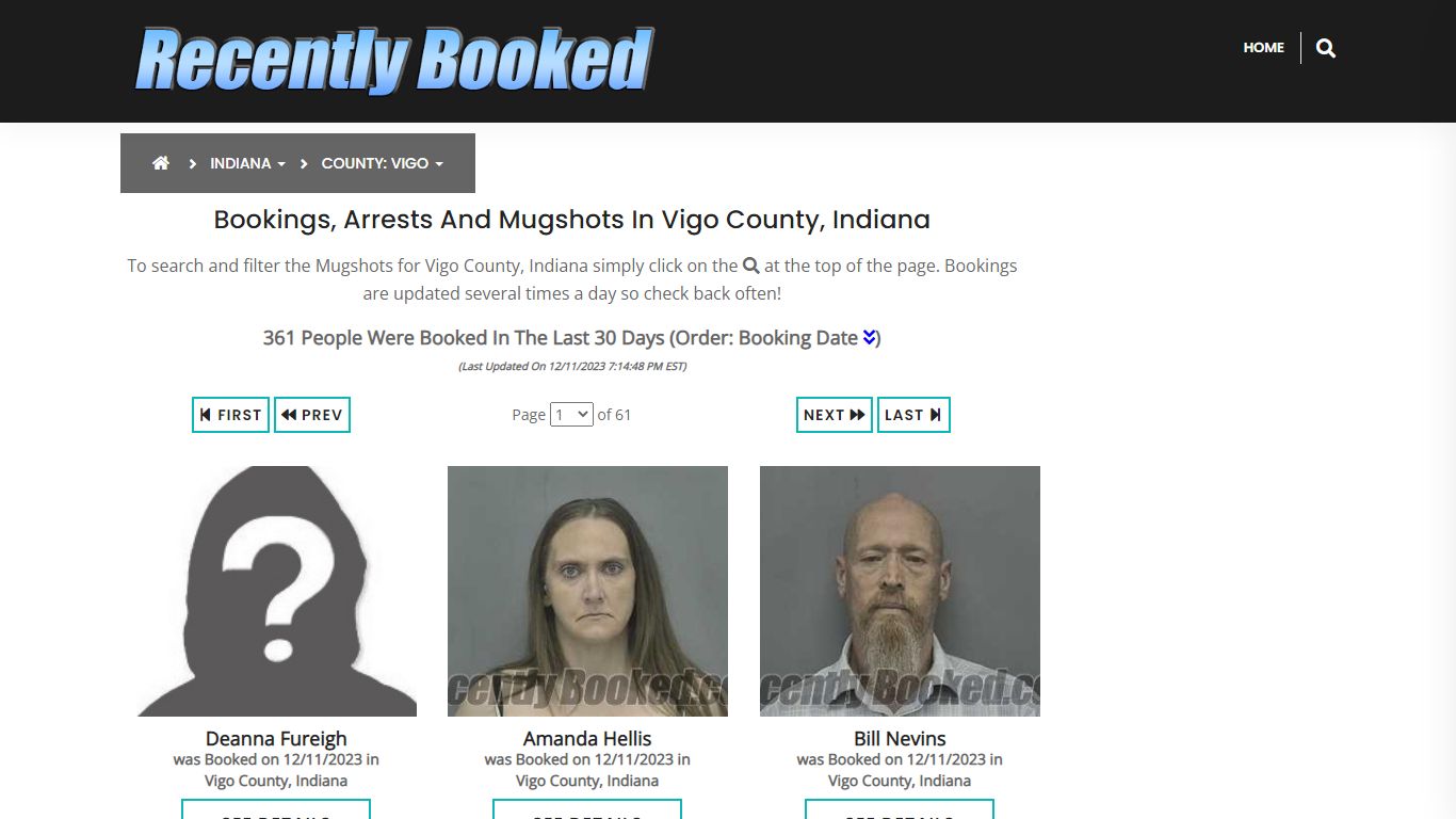 Recent bookings, Arrests, Mugshots in Vigo County, Indiana