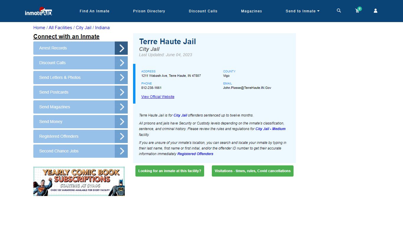 Terre Haute Jail | Inmate Locator